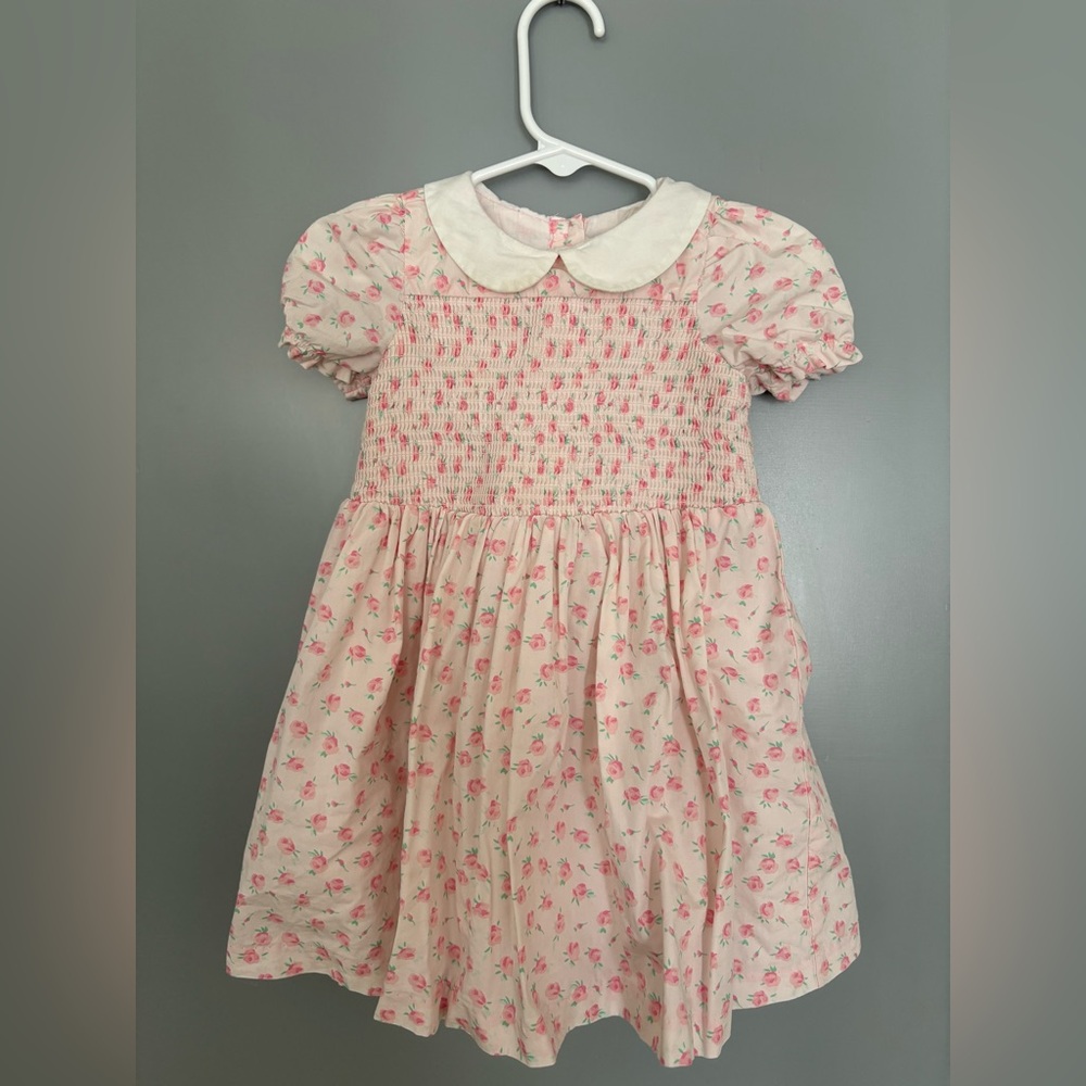Janie and Jack Pink Floral Dress with White Collar